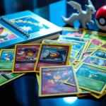 Explore a vibrant display of real pokemon cards india featured on an elegant black table, highlighting their vivid artwork and collectibles.